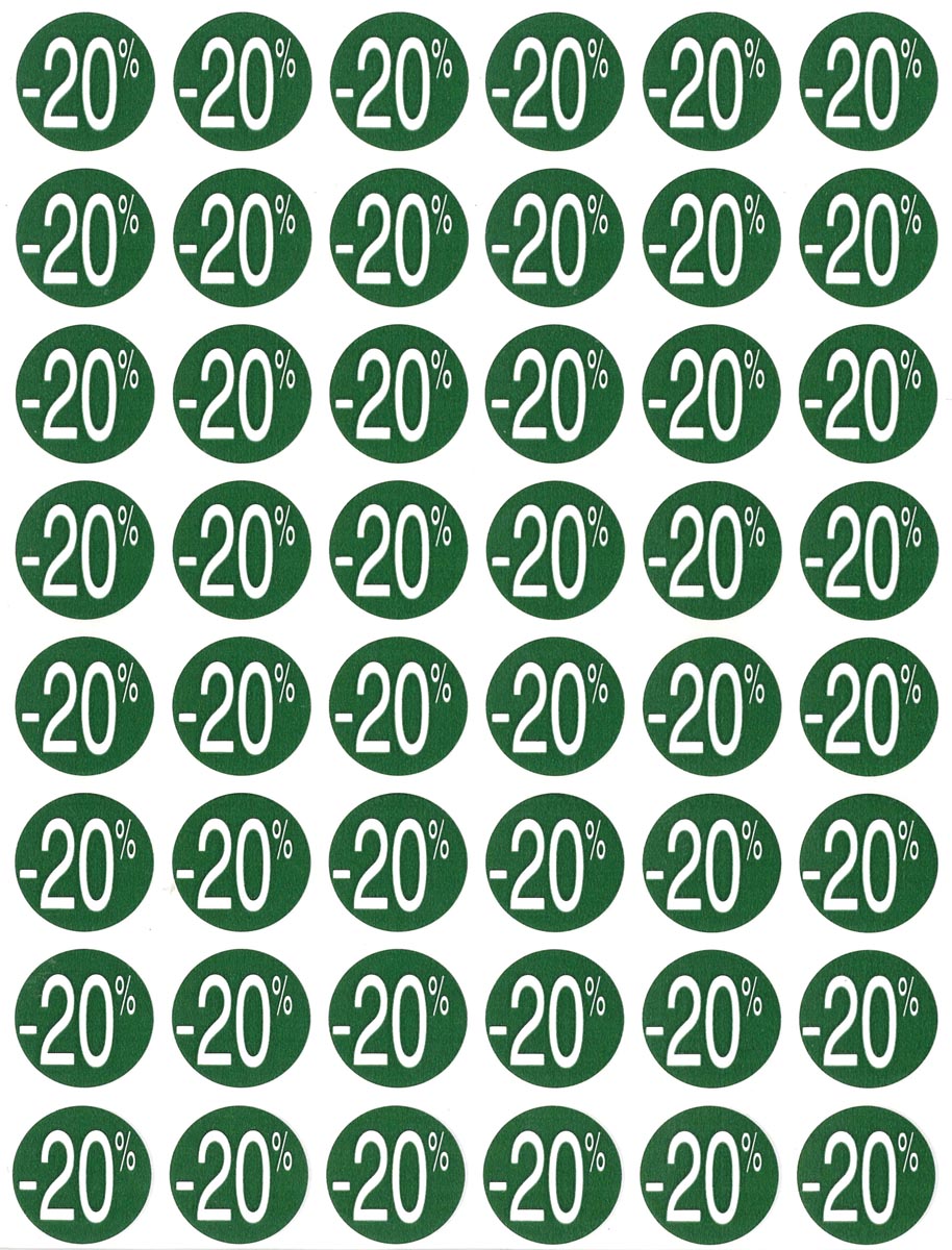 Agipa Kortinglabel -20%, groen, pak van 192 stuks, verwijderbaar